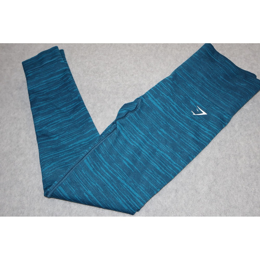 Gymshark Leggings Women XS Blue Marl Seamless High Waisted Tapered Gym Workout